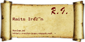 Raits Irén névjegykártya